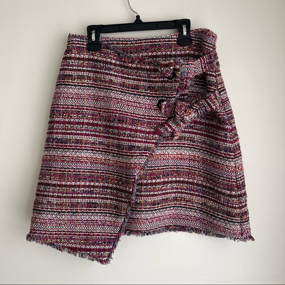 halogen multi color tweed side knot skirt